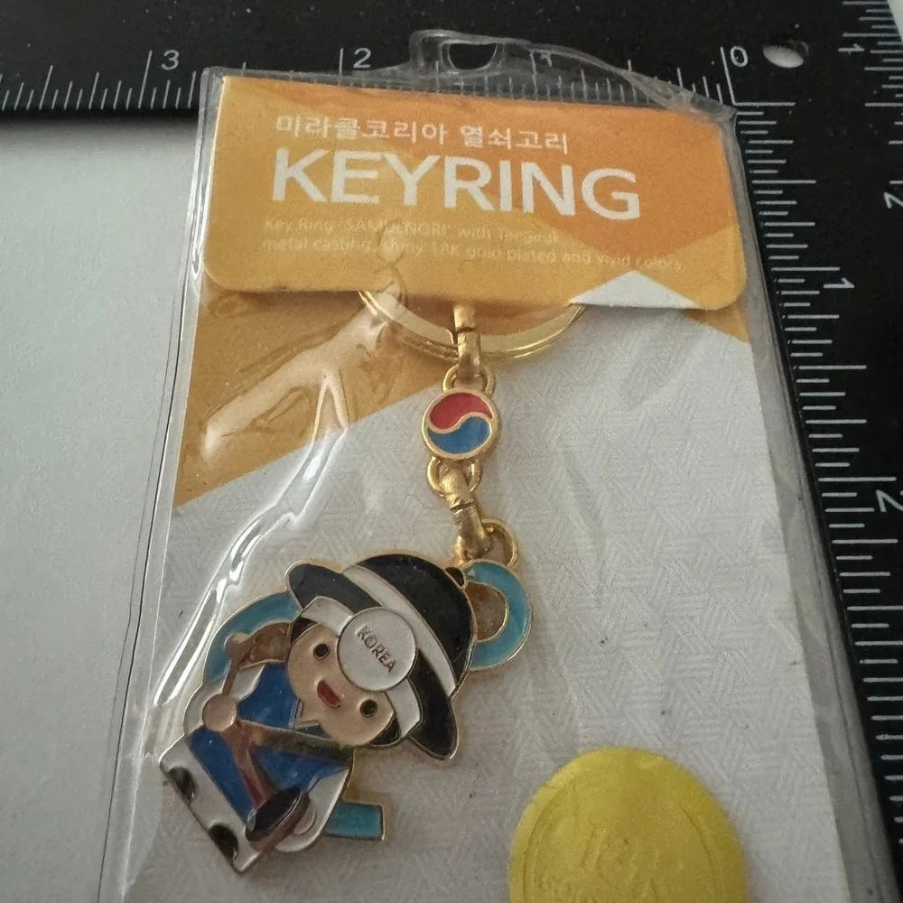 Korea Samulnori Character Keychain 18K Gold‎ Plated Souvenir Gift